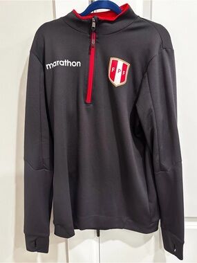 Peru National Team FPF Marathon Soccer Football Quarter Zip Jacket Medium